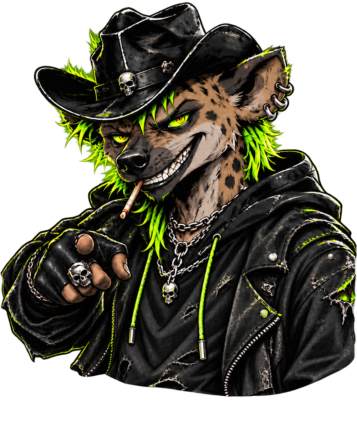 Minorz, the Rage Bait Apparel outlaw hyena mascot
